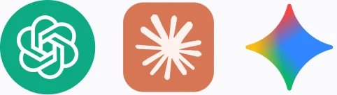 OpenAI, Anthropic Claude, and Google Gemini logos